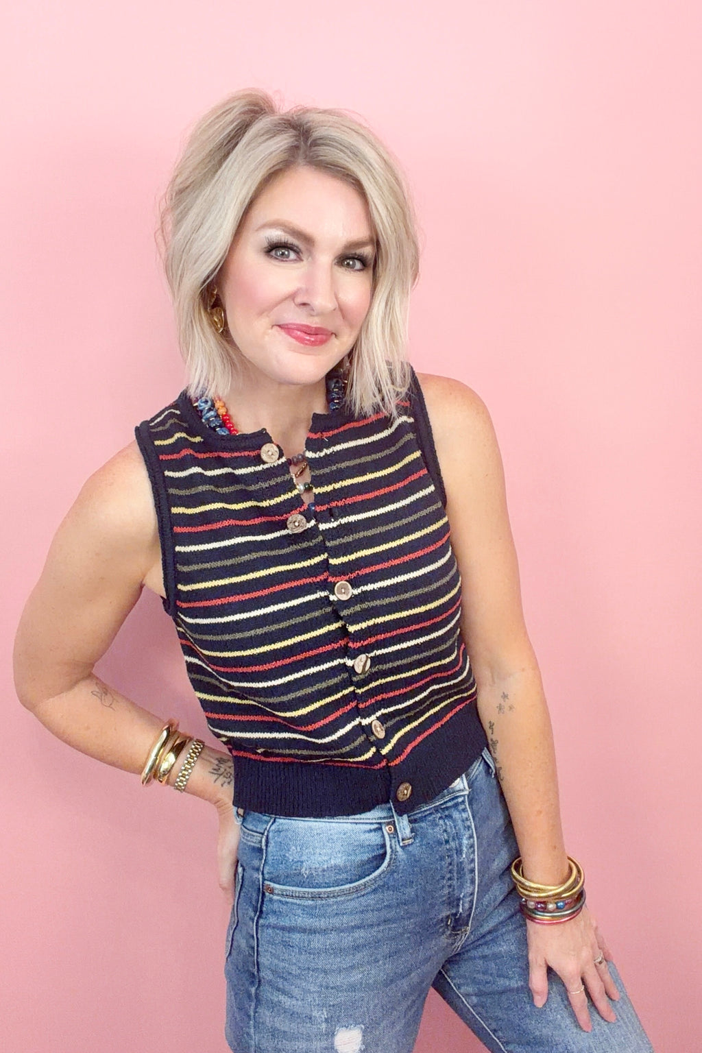 Uptown Striped Sweater Tank