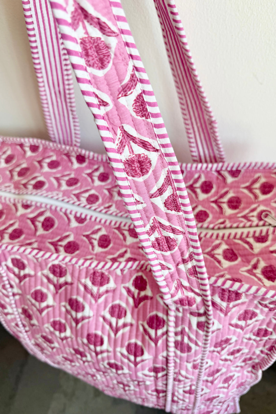 The Block Print Tote- Turquoise Floral, Orange Cheetah, Pink Floral