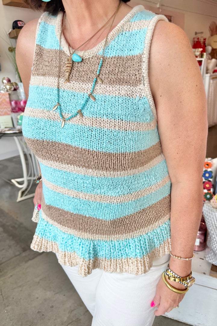 Sandy Shore Striped Peplum Top