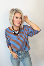 Mocha Blues Striped Top