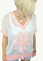 Coral Bloom Netted Top