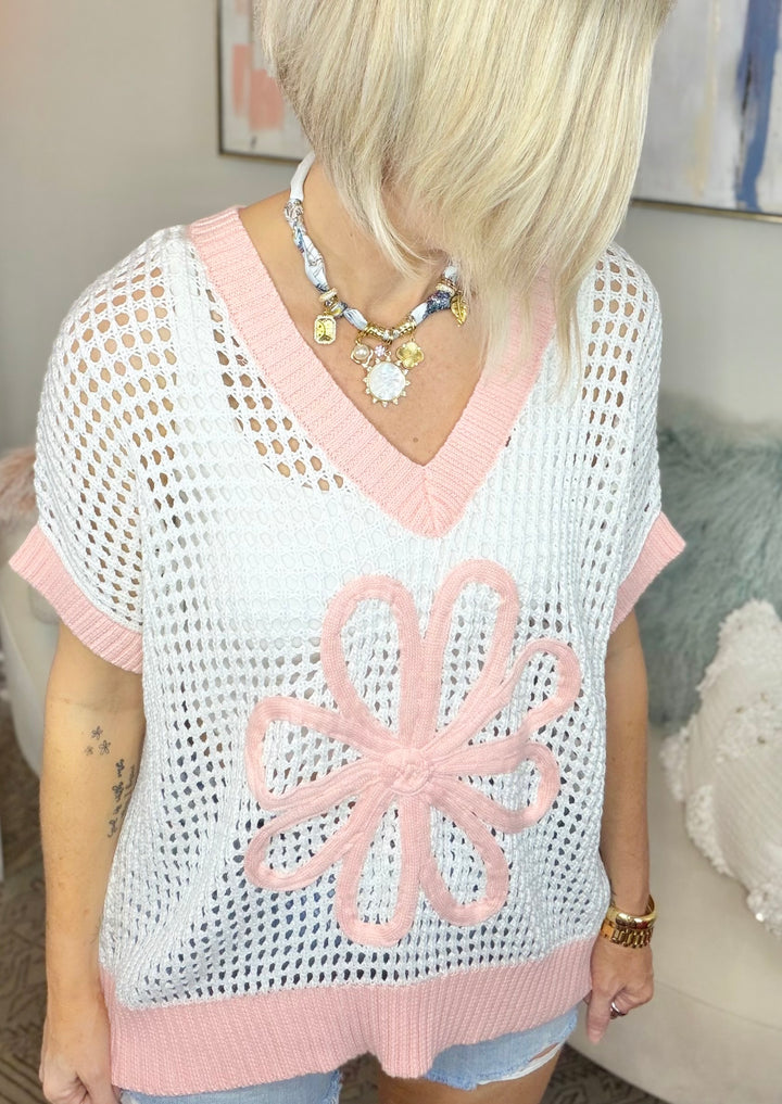 Coral Bloom Netted Top