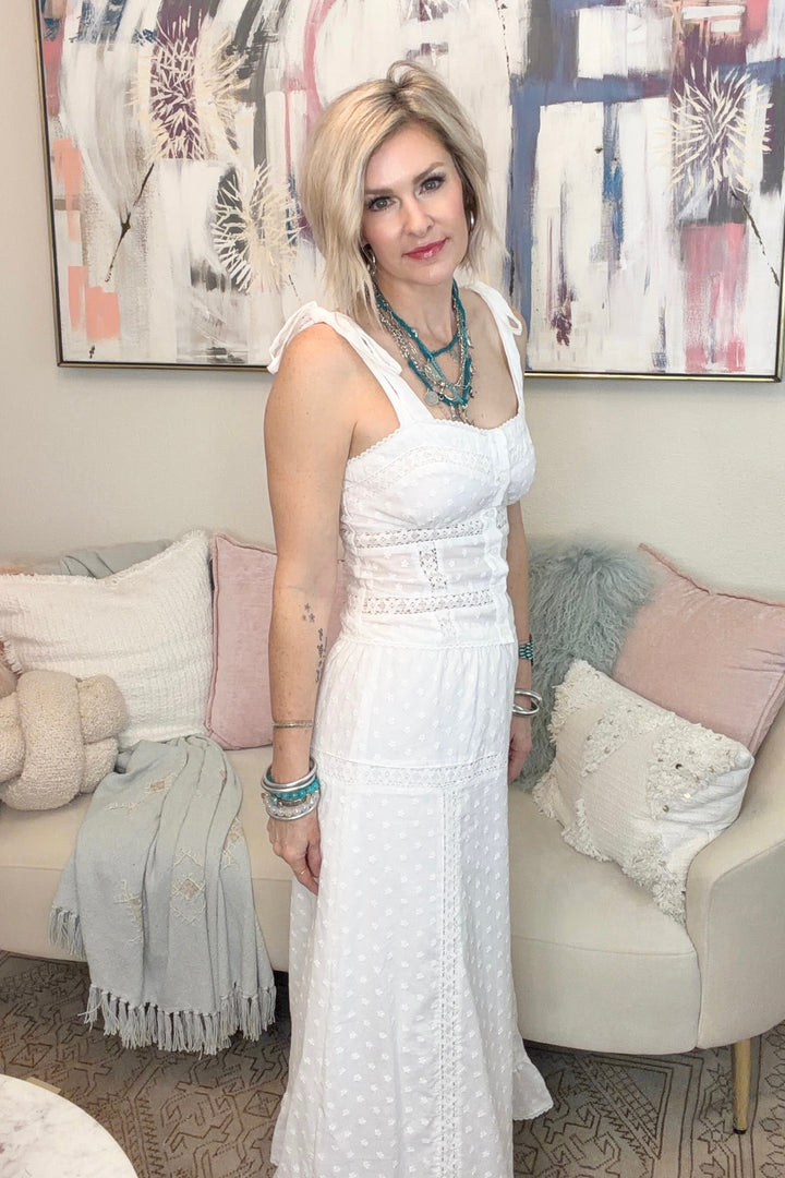 White Tie Embroidered Top