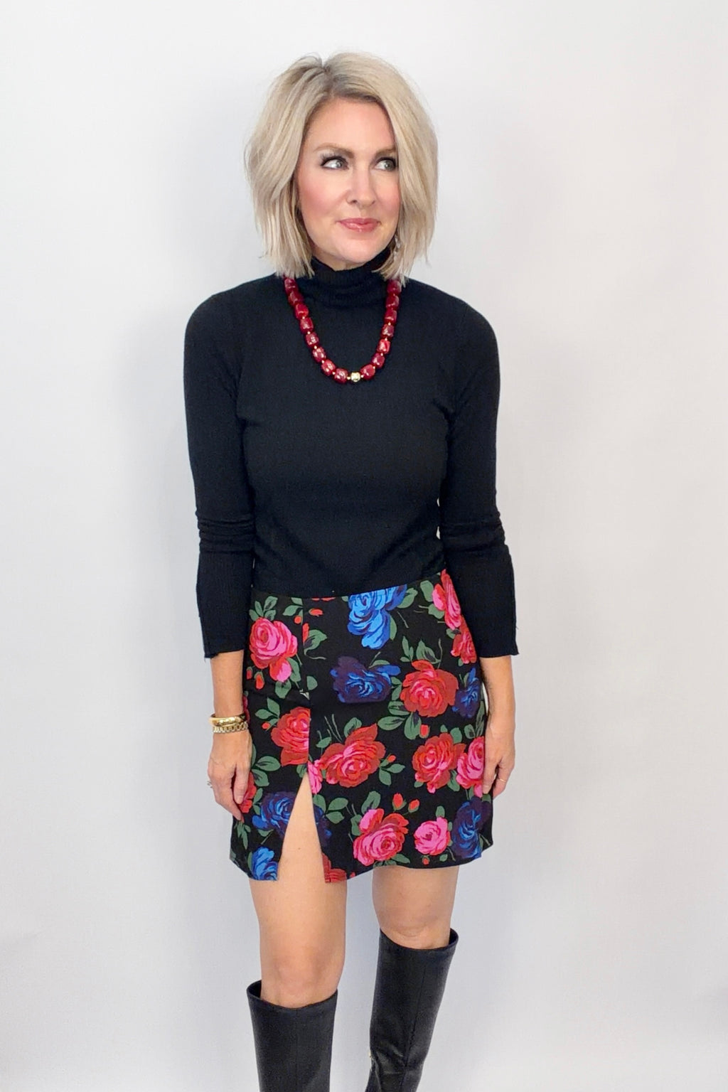 Midnight Bloom Mini Skirt
