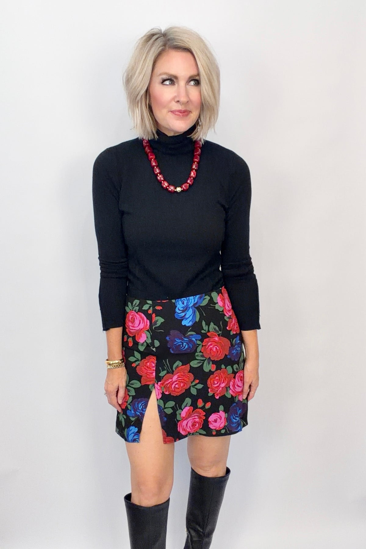Midnight Bloom Mini Skirt
