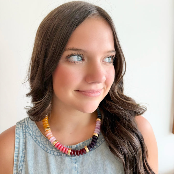 Rainbow Stacked Bead Necklace