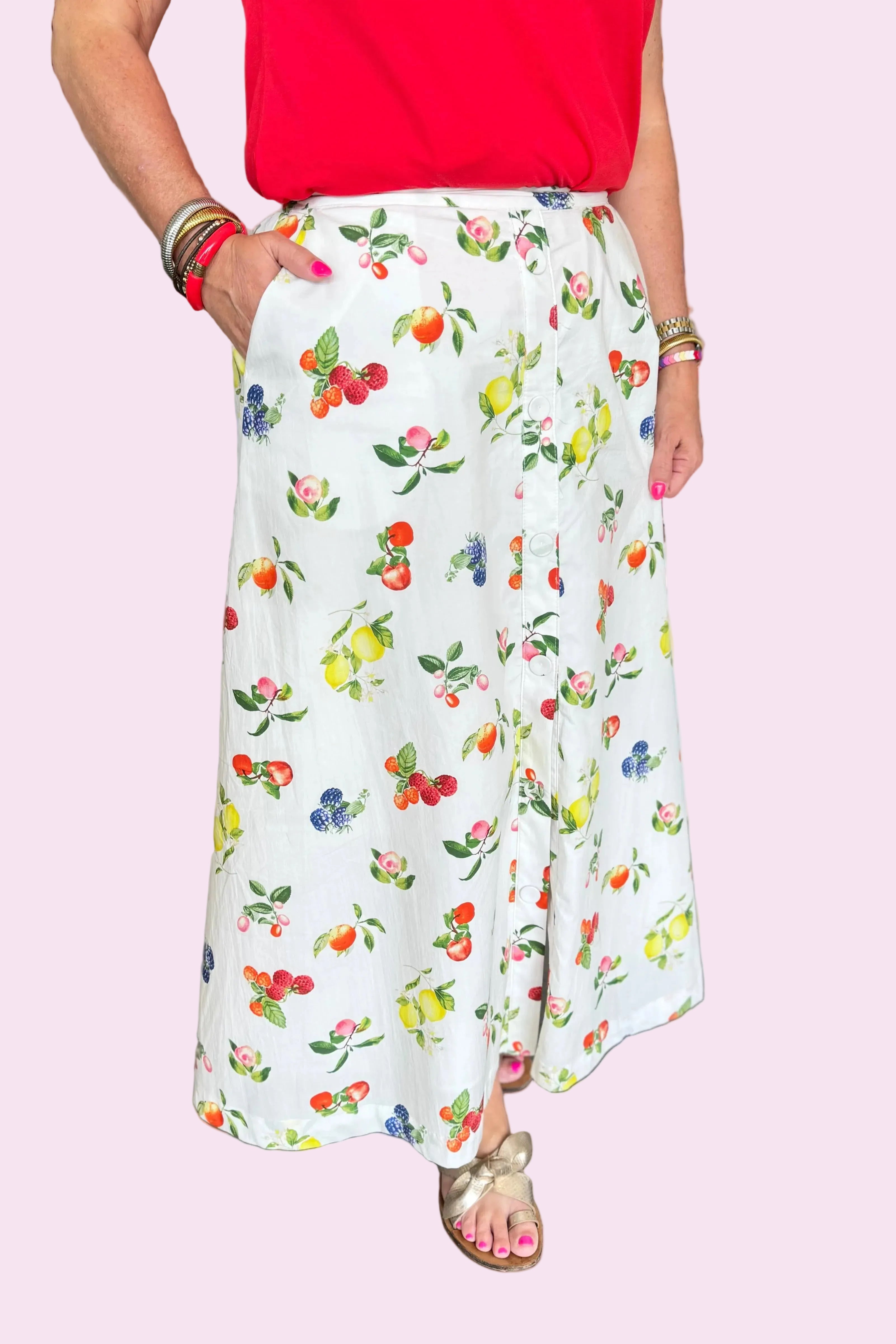 Picked Fresh Printed Midi Skirt