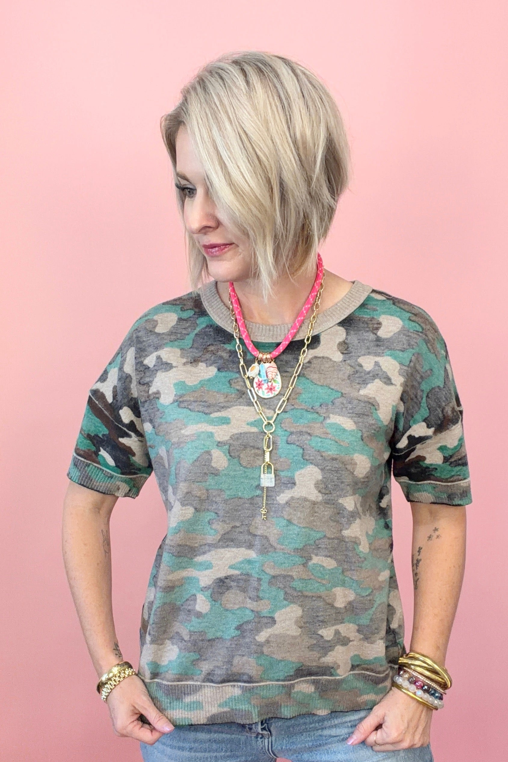 Camo Crush Knit Top