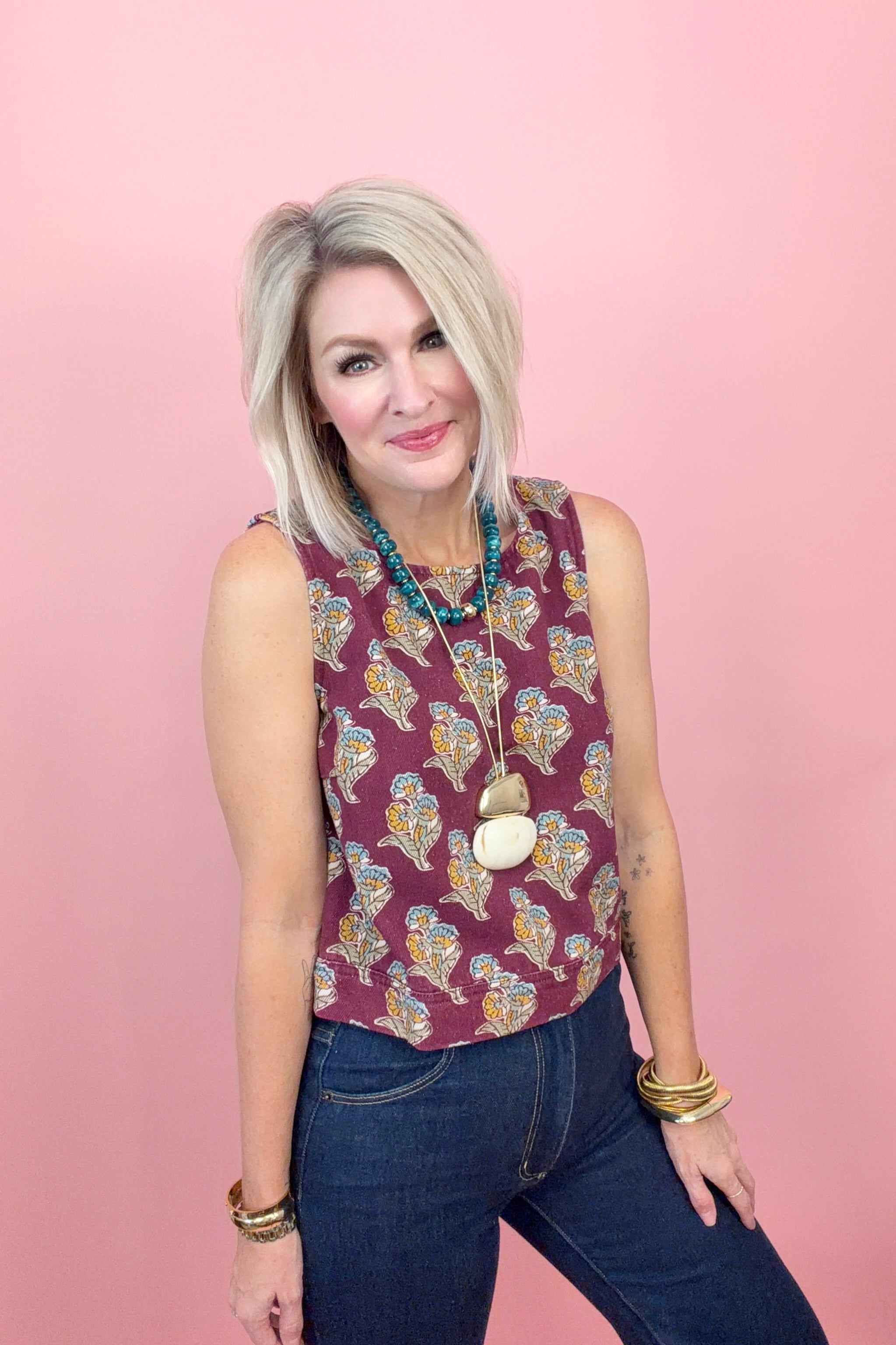 Sundown Floral Denim Top
