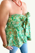 Strapless Green Floral Top
