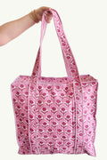 The Block Print Tote- Turquoise Floral, Orange Cheetah, Pink Floral