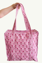 The Block Print Tote- Turquoise Floral, Orange Cheetah, Pink Floral