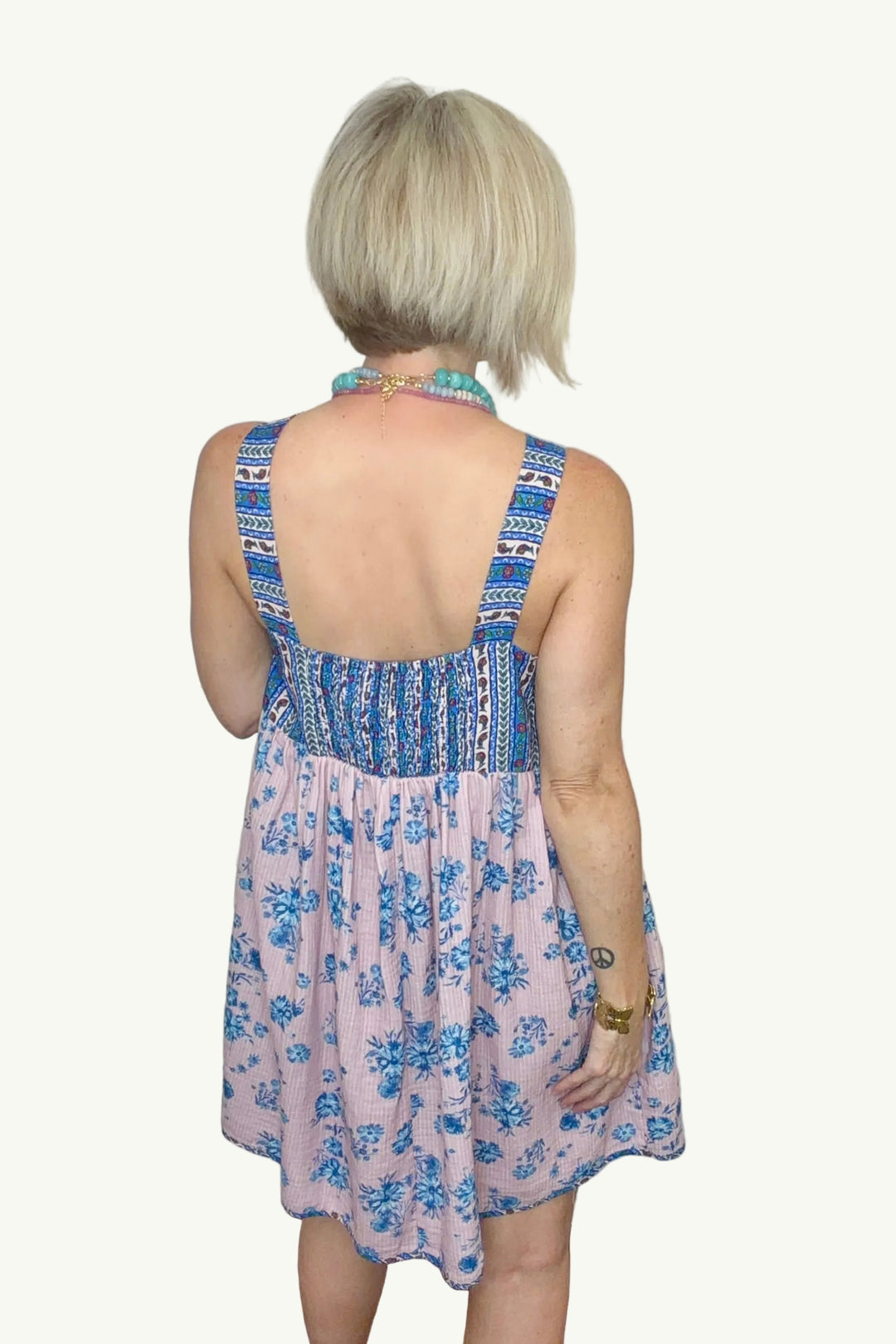 Countryside Mixed Pattern Short Dress