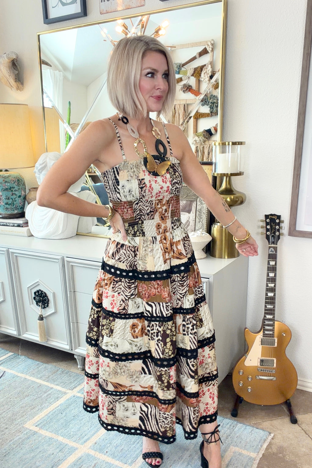 Stitched Story Midi Dress