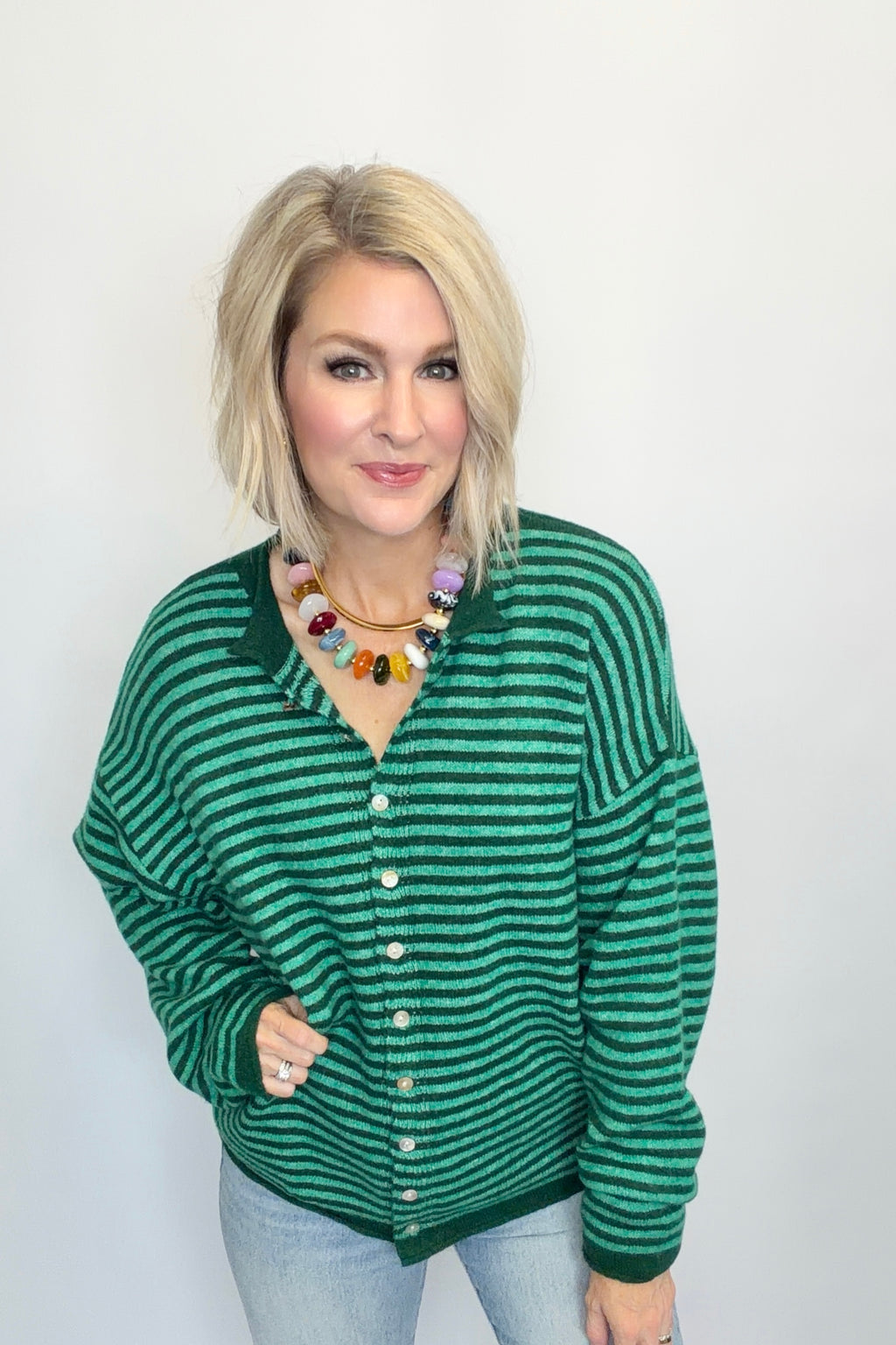 Evergreen Edit Striped Cardigan