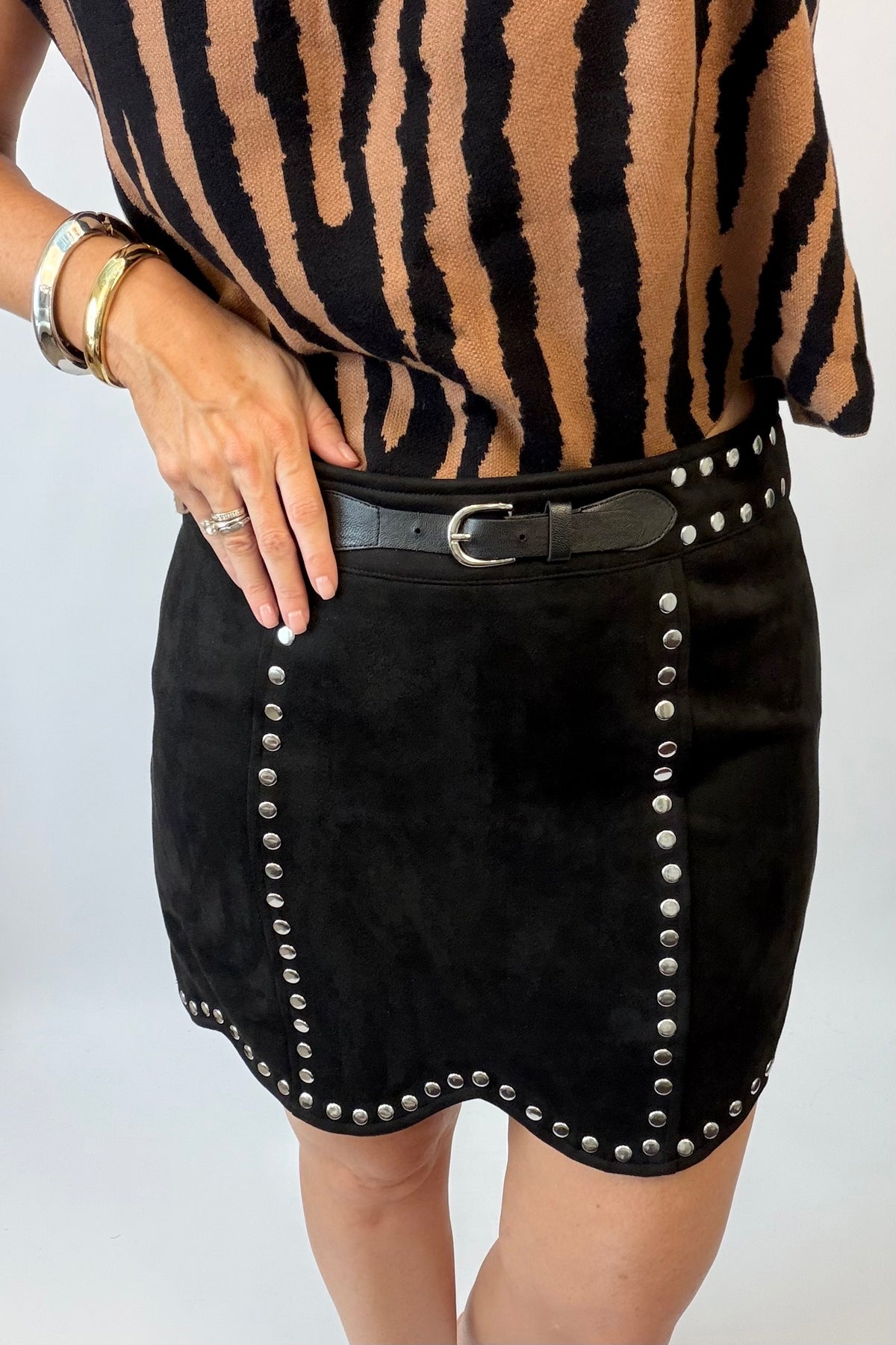 Studs & Scallops Mini Skirt