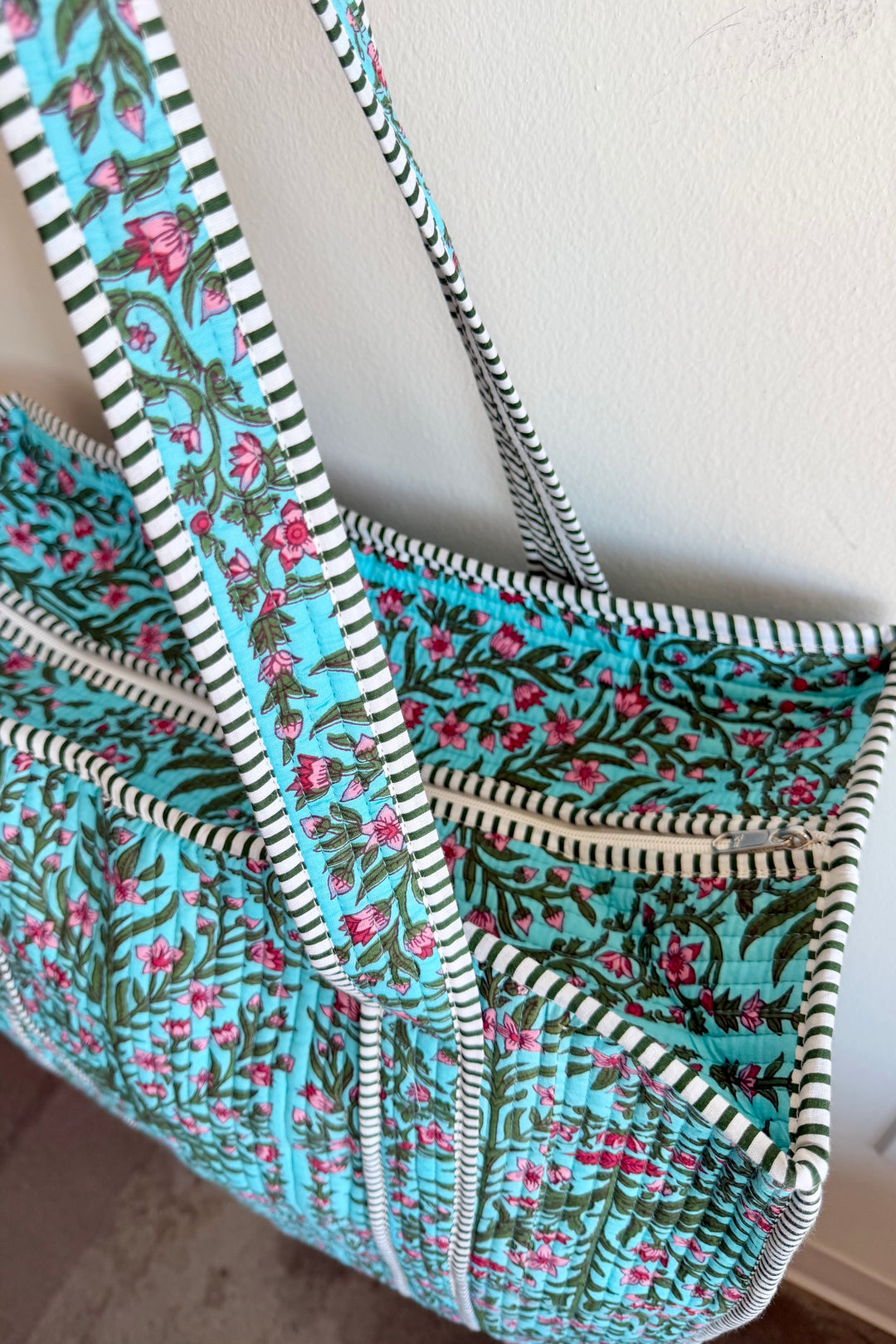 The Block Print Tote- Turquoise Floral, Orange Cheetah, Pink Floral