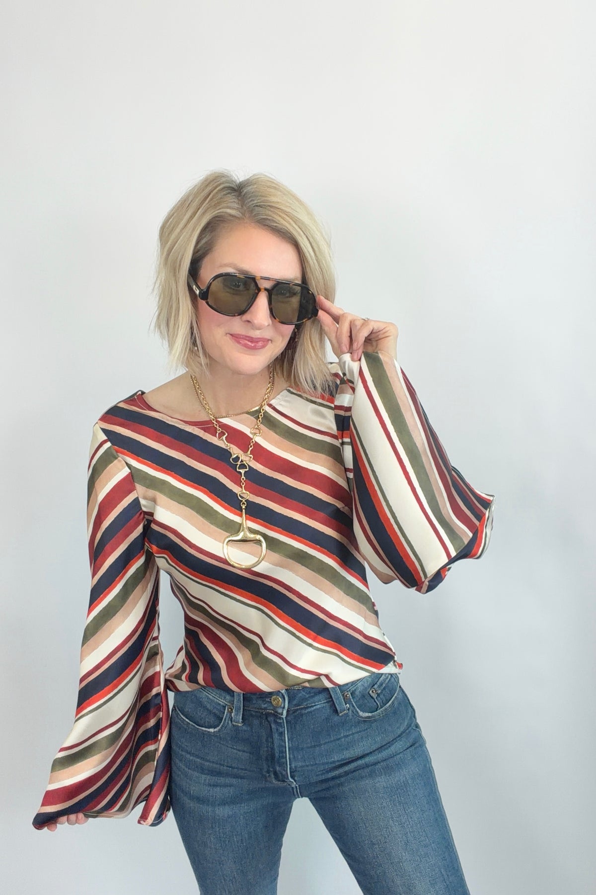 Diagonal Darling Satin Blouse