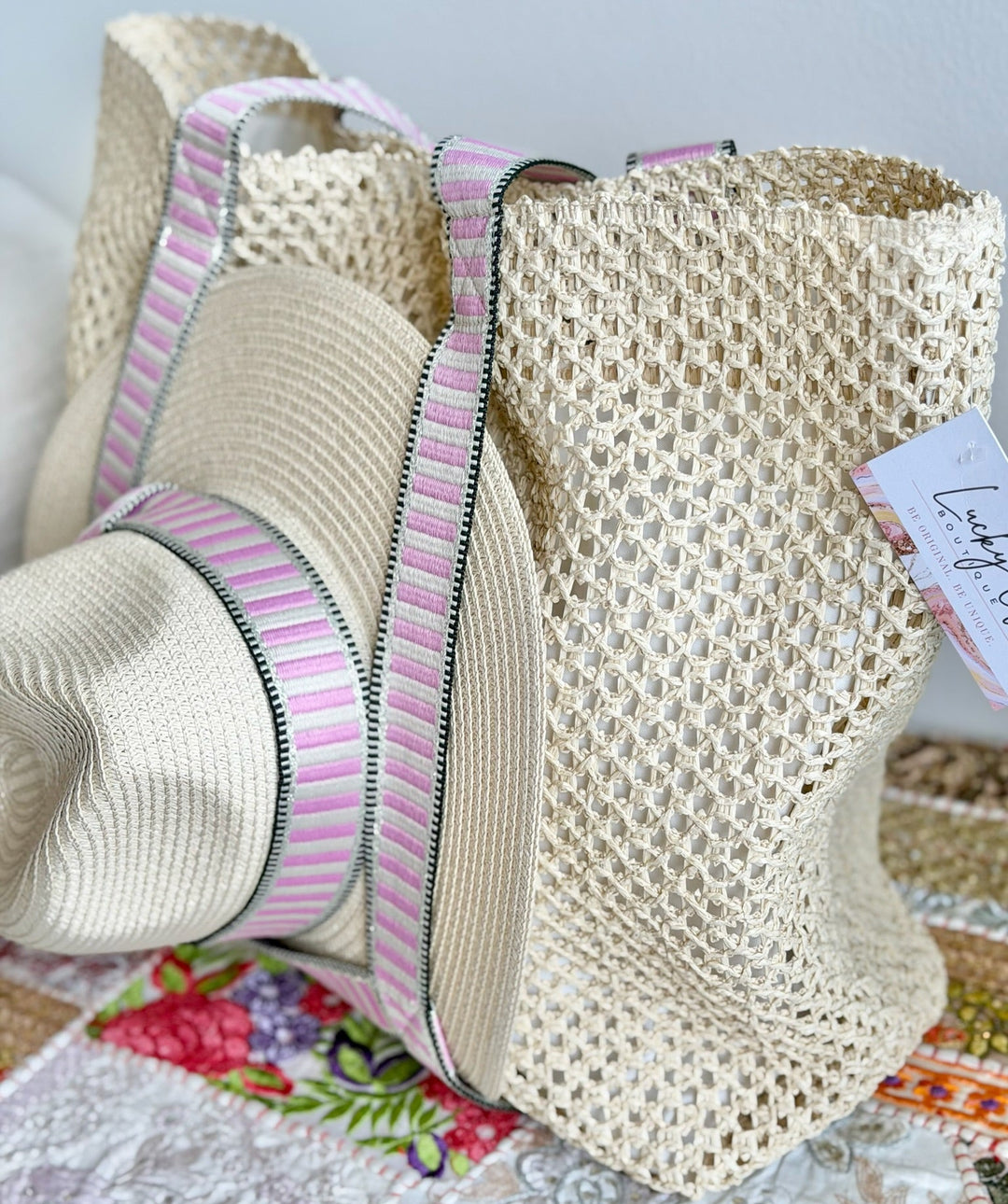 Blush Boardwalk StrawTote