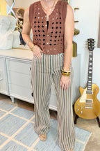 Mocha Striped Low Rise Jeans