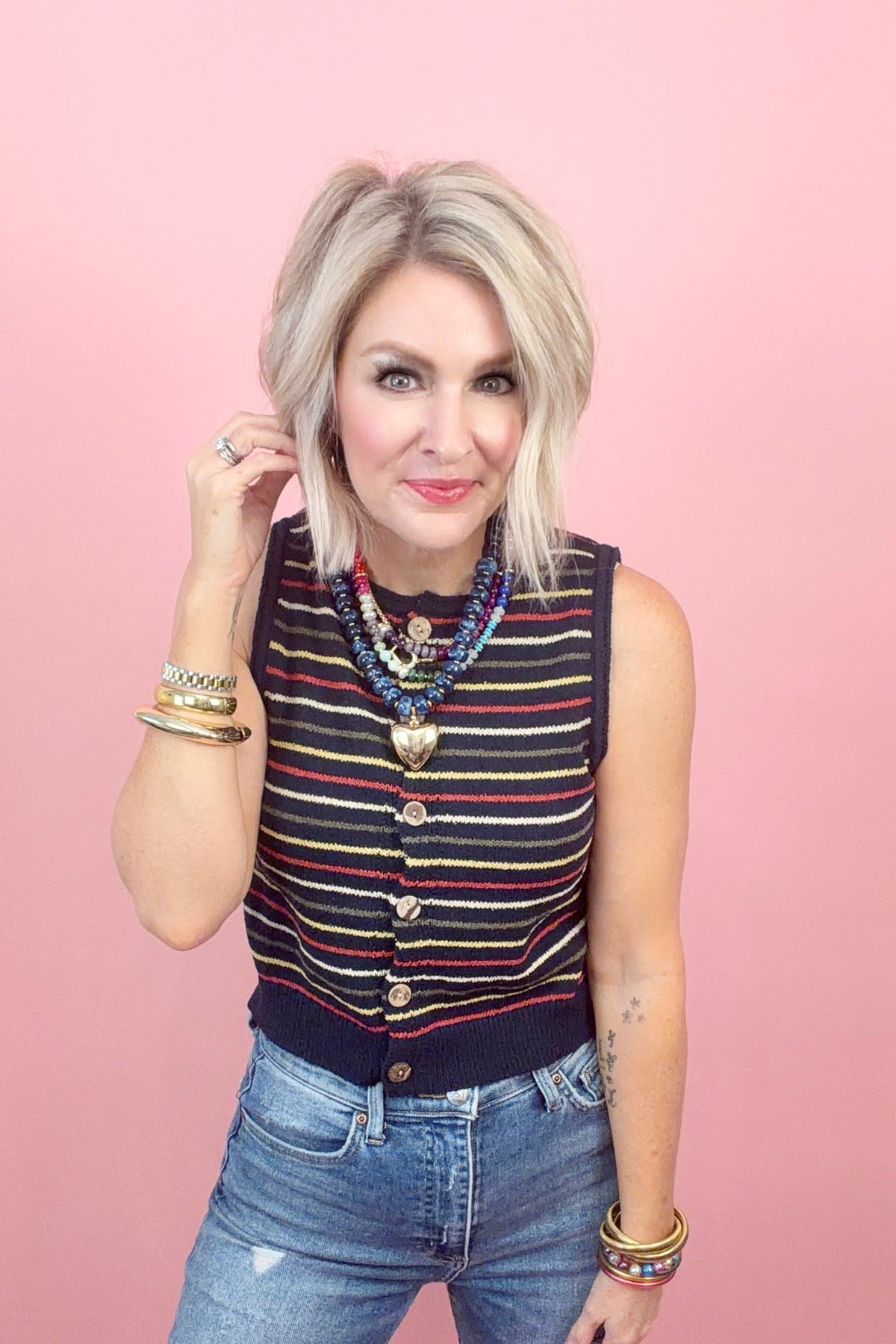 Uptown Striped Sweater Tank