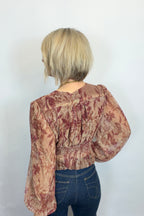 Sangria Shimmer Peplum Blouse