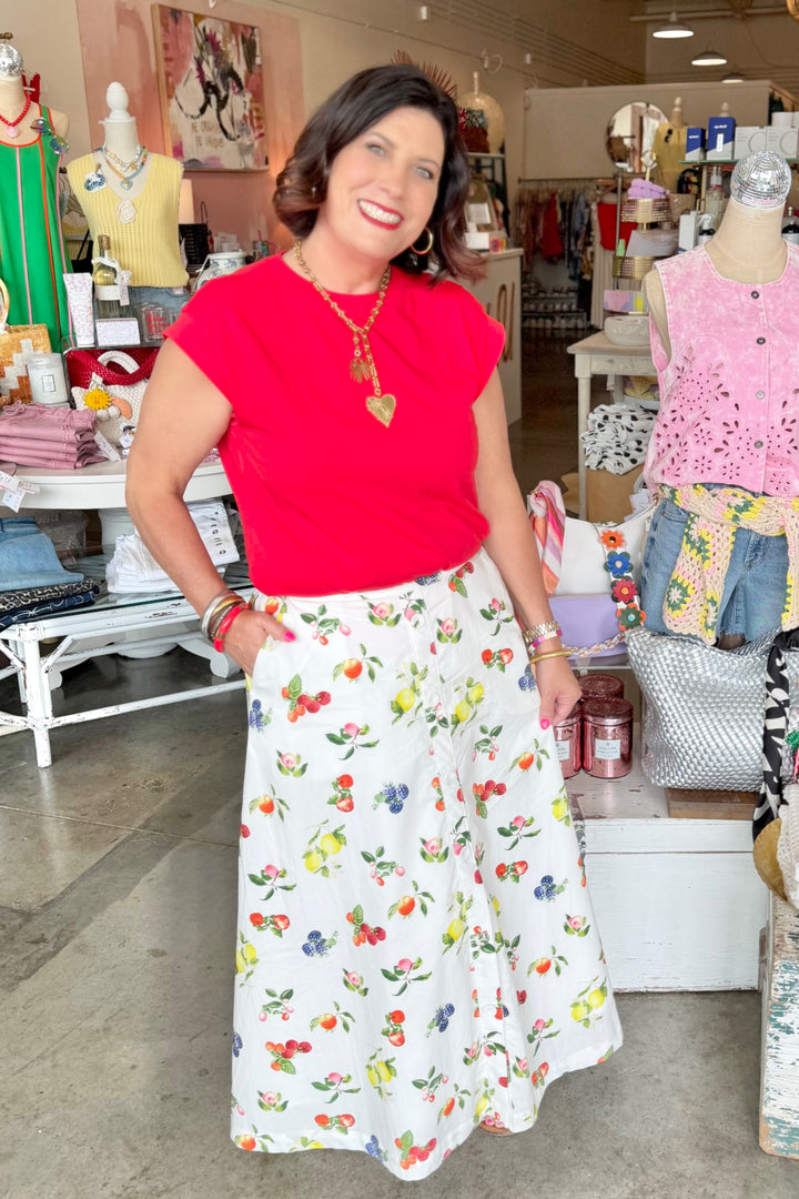 Picked Fresh Printed Midi Skirt