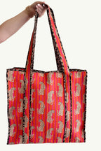 The Block Print Tote- Turquoise Floral, Orange Cheetah, Pink Floral