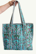 The Block Print Tote- Turquoise Floral, Orange Cheetah, Pink Floral