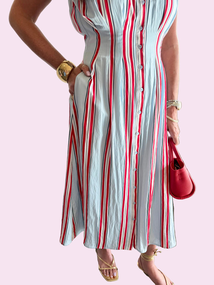 Celebrate Striped Midi Dress