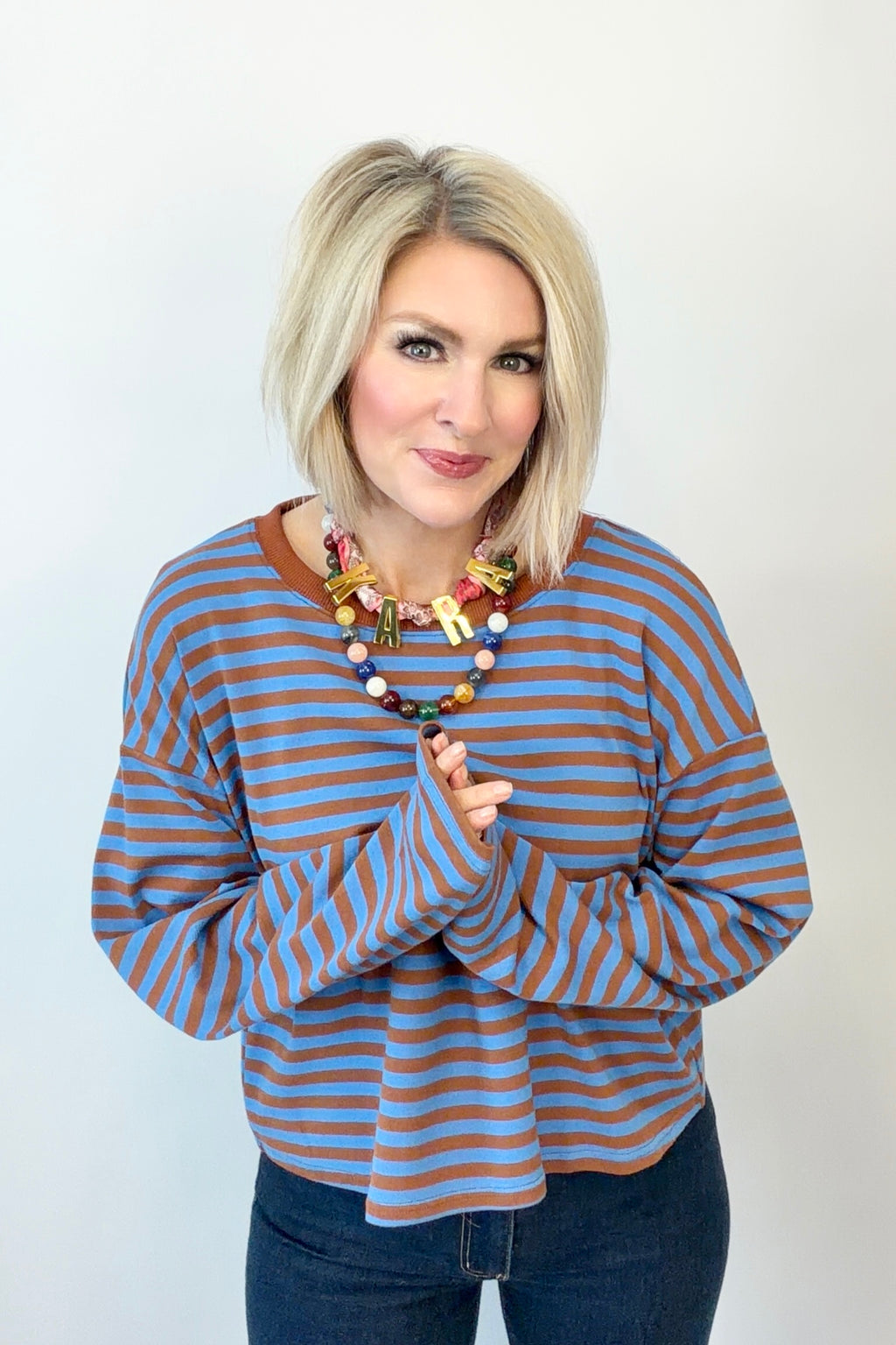 Mocha Blues Striped Top