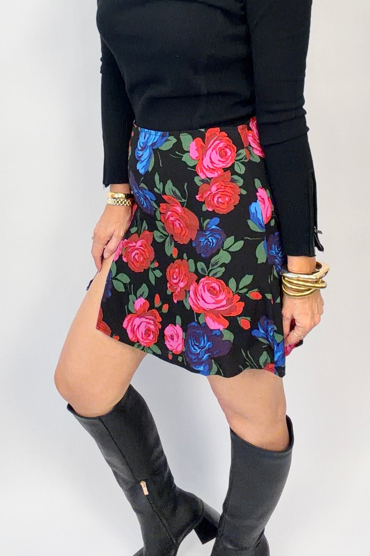 Midnight Bloom Mini Skirt