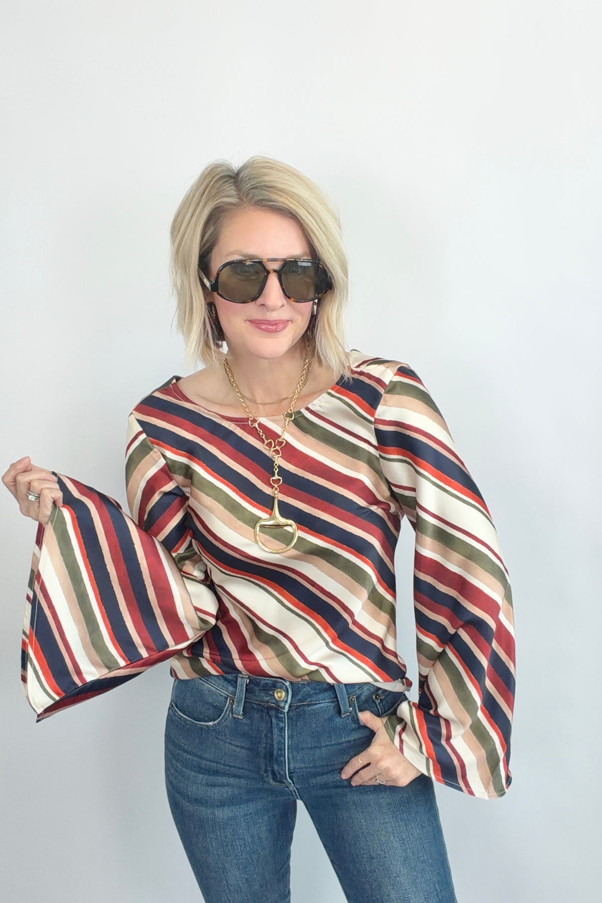 Diagonal Darling Satin Blouse