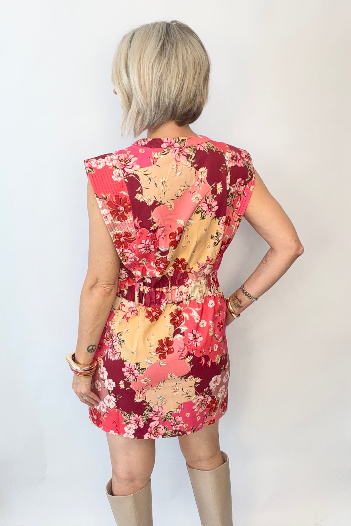 Pieced in Pink Floral Dress