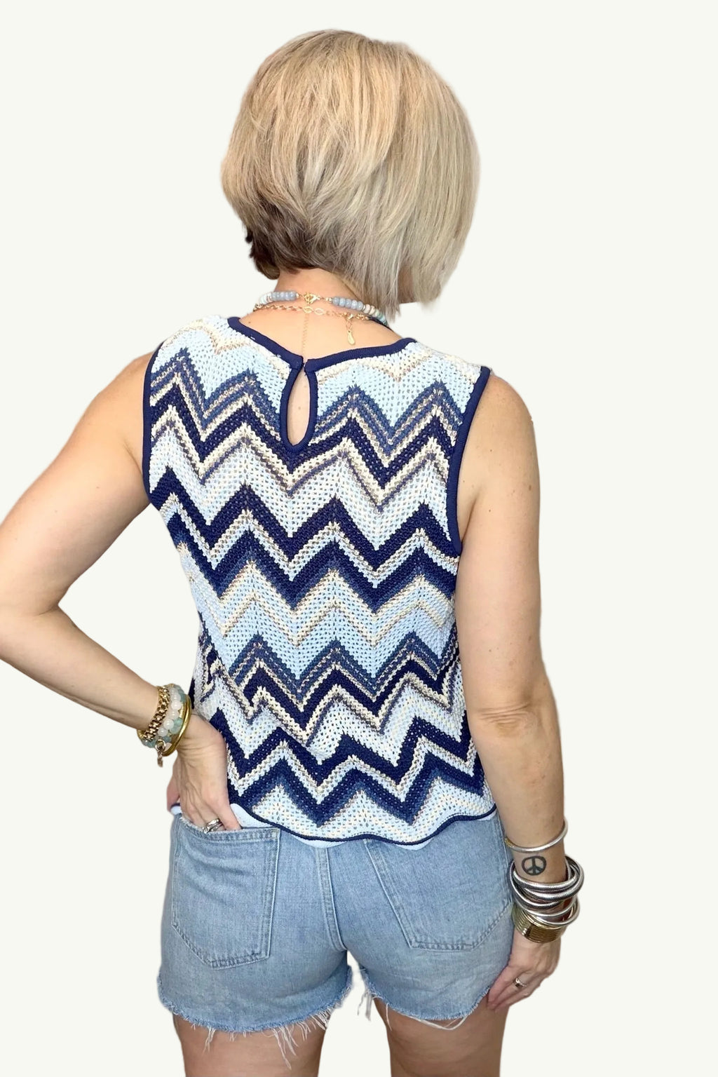 Waves of Blue Chevron Top