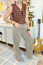 Mocha Striped Low Rise Jeans