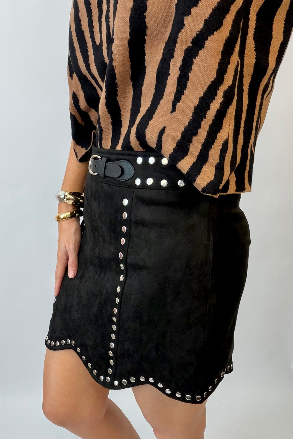 Studs & Scallops Mini Skirt