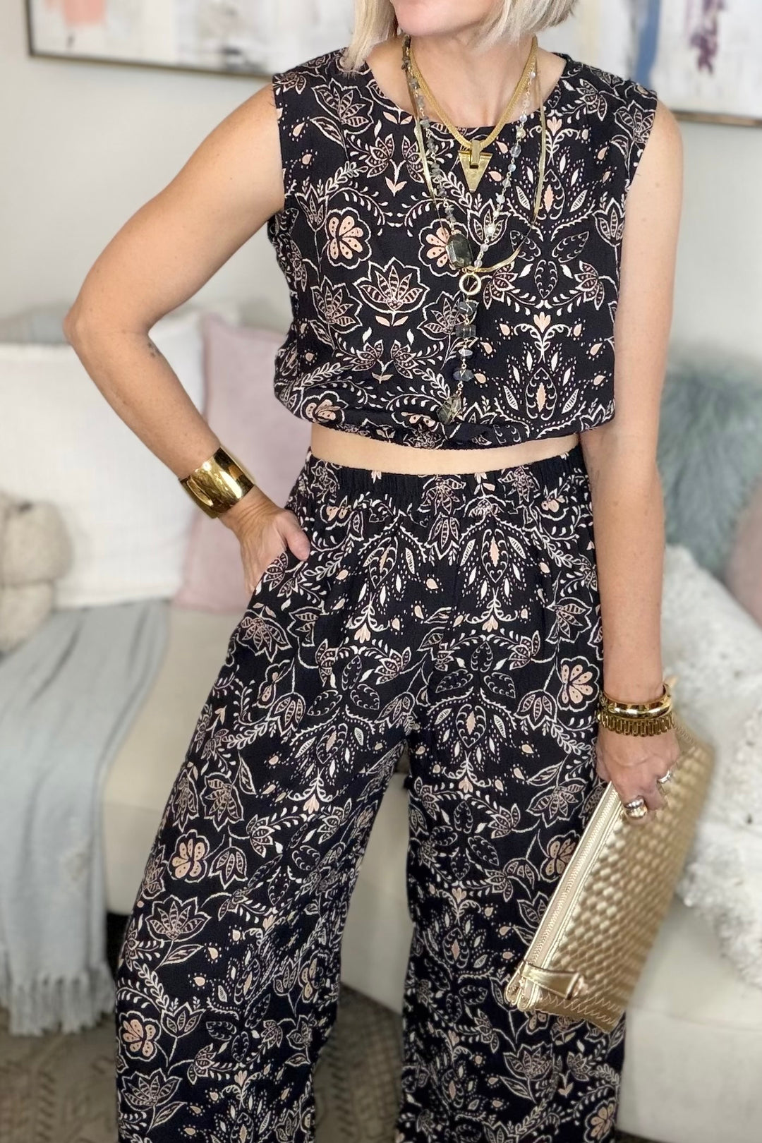 Wild Bloom Bohemian Pants Set