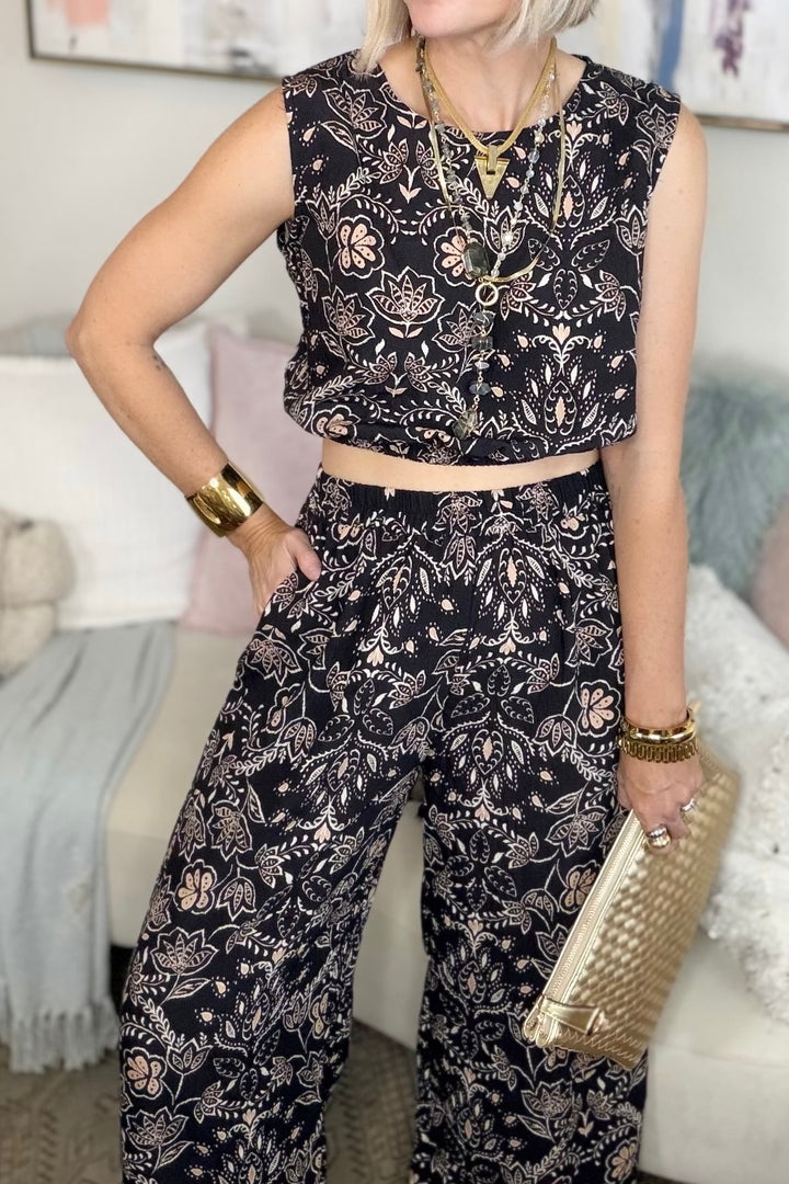 Wild Bloom Bohemian Pants Set