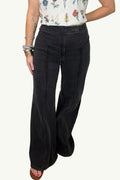 Black Wash Retro Wide Leg Jeans