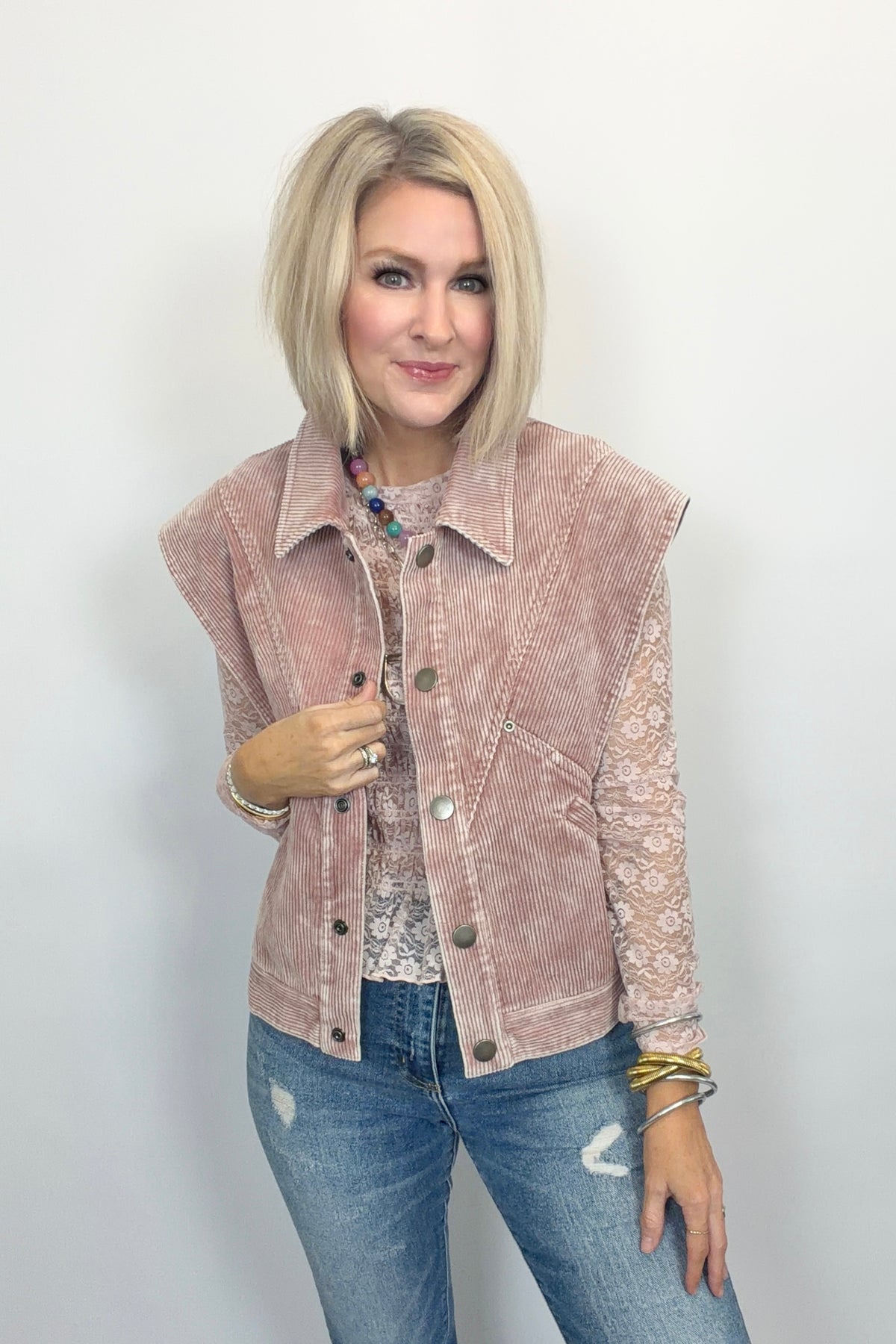 Rose to the Occasion Corduroy Vest