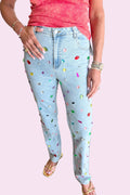 Jeweled Confetti Straight Leg Jean