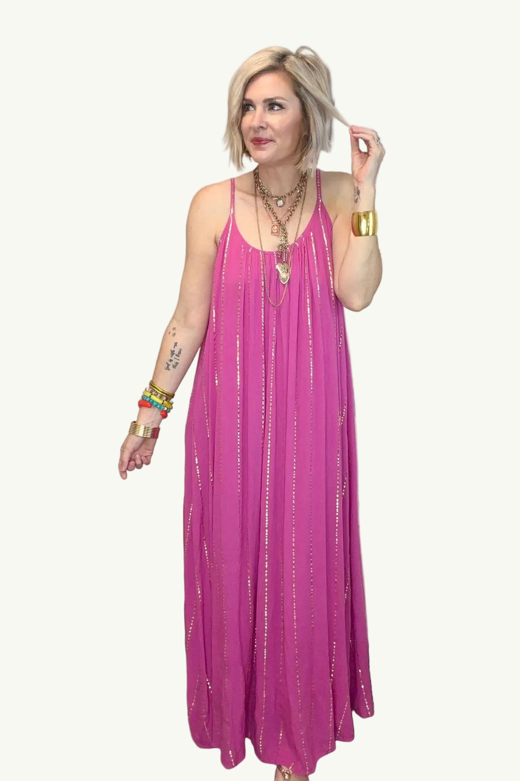 Pink Shimmer Paradise Maxi Dress