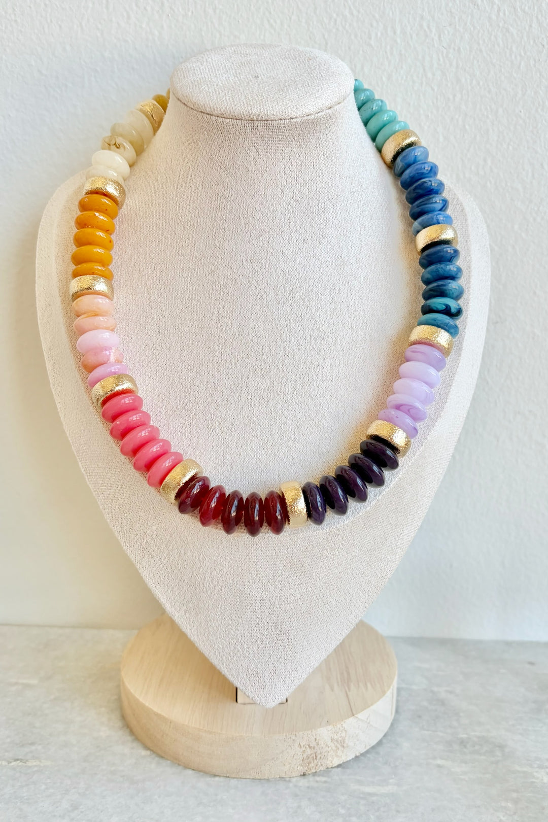 Rainbow Stacked Bead Necklace