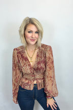 Sangria Shimmer Peplum Blouse