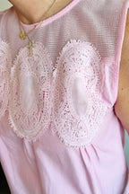 Sweetheart Mesh Detail Top