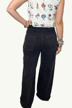 Black Wash Retro Wide Leg Jeans