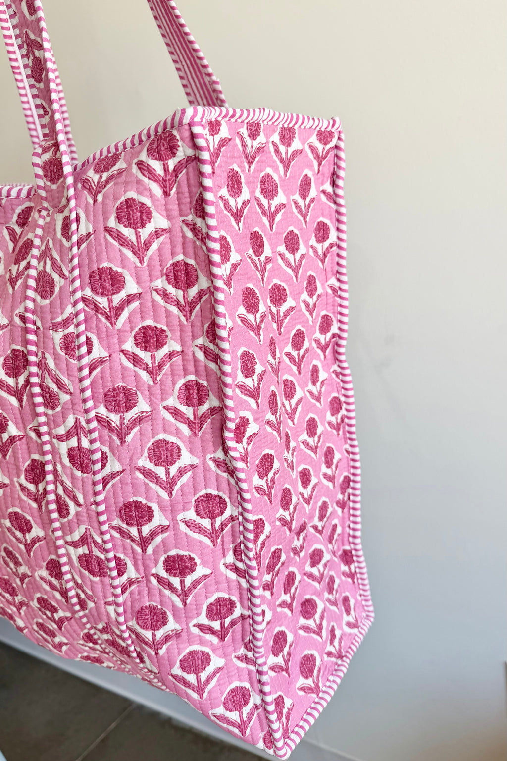The Block Print Tote- Turquoise Floral, Orange Cheetah, Pink Floral