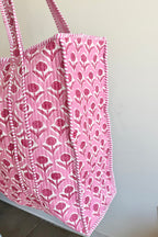 The Block Print Tote- Turquoise Floral, Orange Cheetah, Pink Floral
