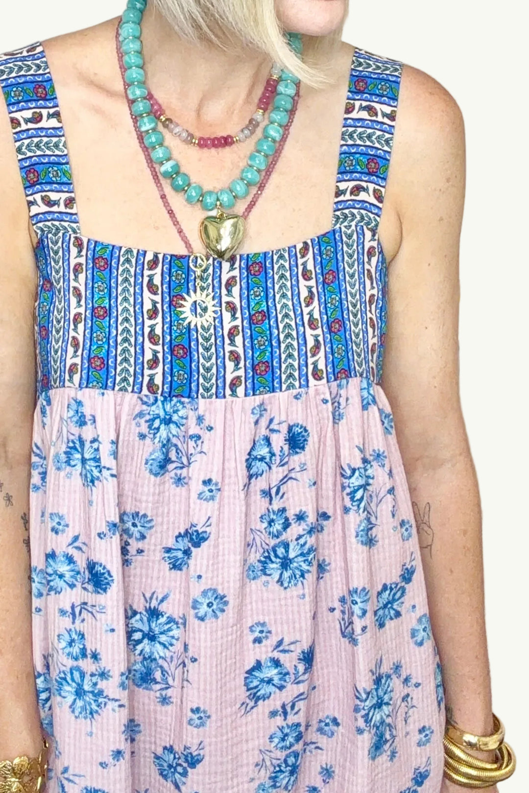 Countryside Mixed Pattern Short Dress